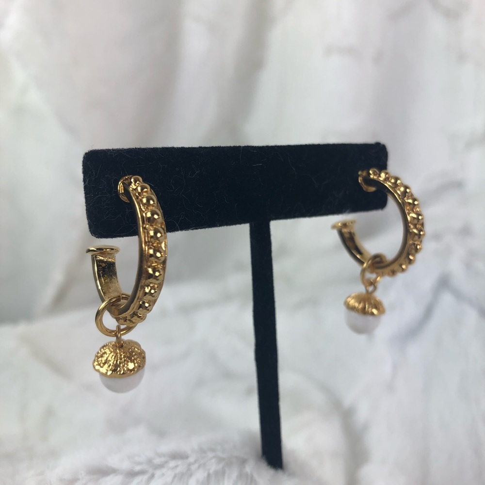 Avon Precious Choices hoop earrings white marble